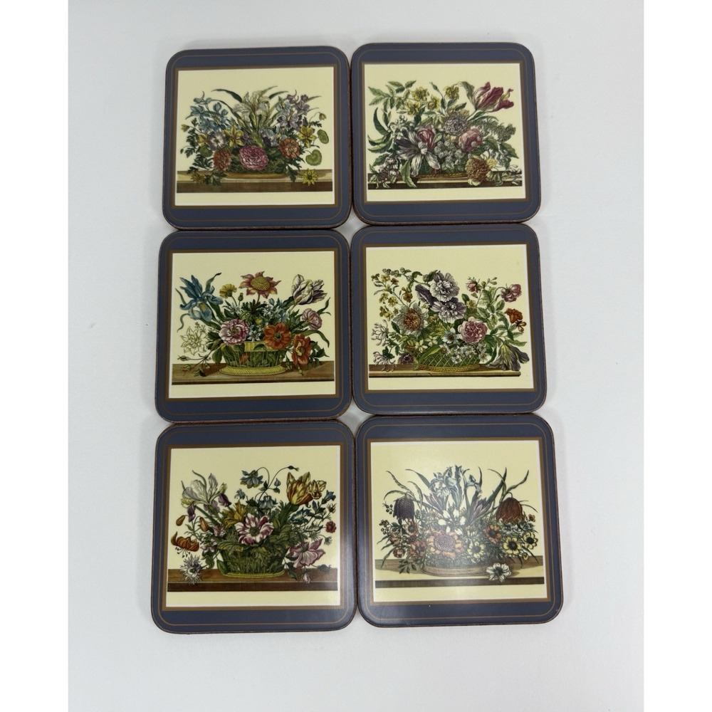 Pimpernel Coasters Floral Designs Set of 6 Made in England Grandma